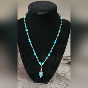 Turquoise Beaded Y Necklace